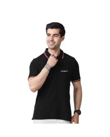Marks & Spencer Polo T-shirt Tipping-Black with Red